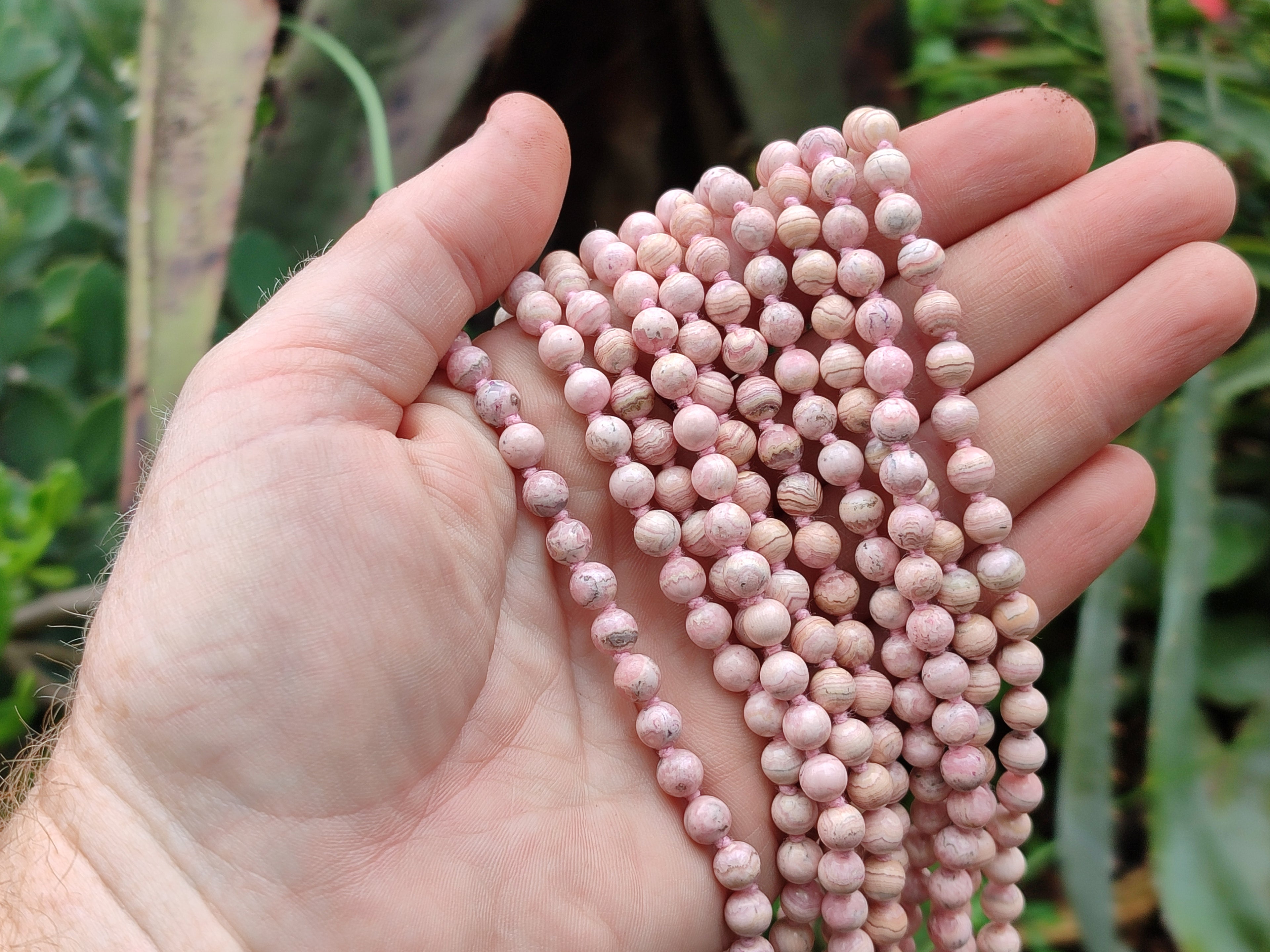Polished Extra Rare Argentinian Rhodochrosite 6 mm Round Shaped Beaded Necklace - Sold Per Item - From Argentina - Toprock Gemstones and Minerals 