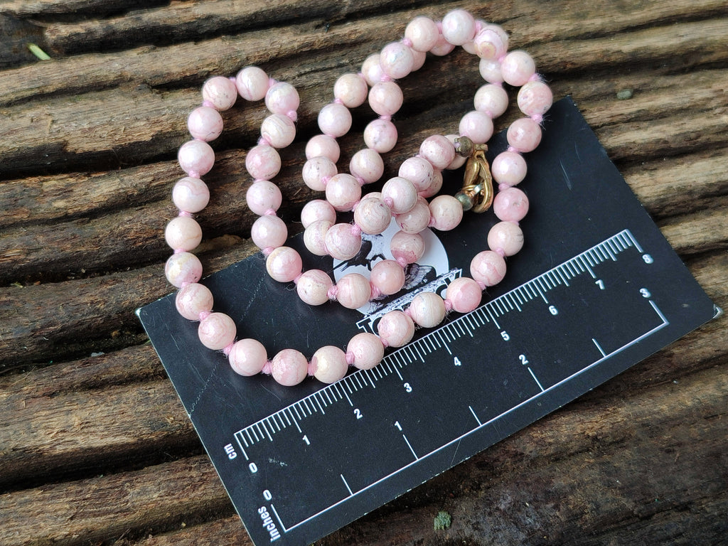 Polished Extra Rare Argentinian Rhodochrosite 6 mm Round Shaped Beaded Necklace - Sold Per Item - From Argentina - Toprock Gemstones and Minerals 