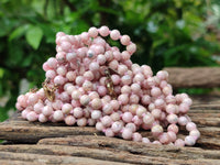 Polished Extra Rare Argentinian Rhodochrosite 6 mm Round Shaped Beaded Necklace - Sold Per Item - From Argentina - Toprock Gemstones and Minerals 