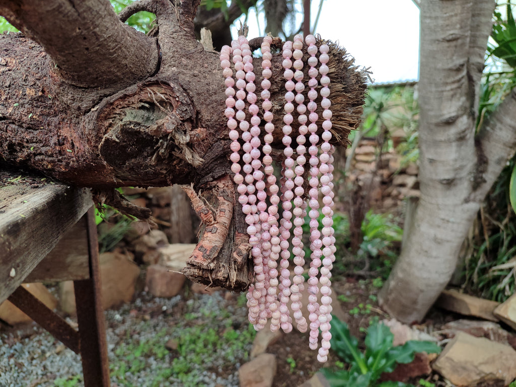 Polished Extra Rare Argentinian Rhodochrosite 6 mm Round Shaped Beaded Necklace - Sold Per Item - From Argentina - Toprock Gemstones and Minerals 