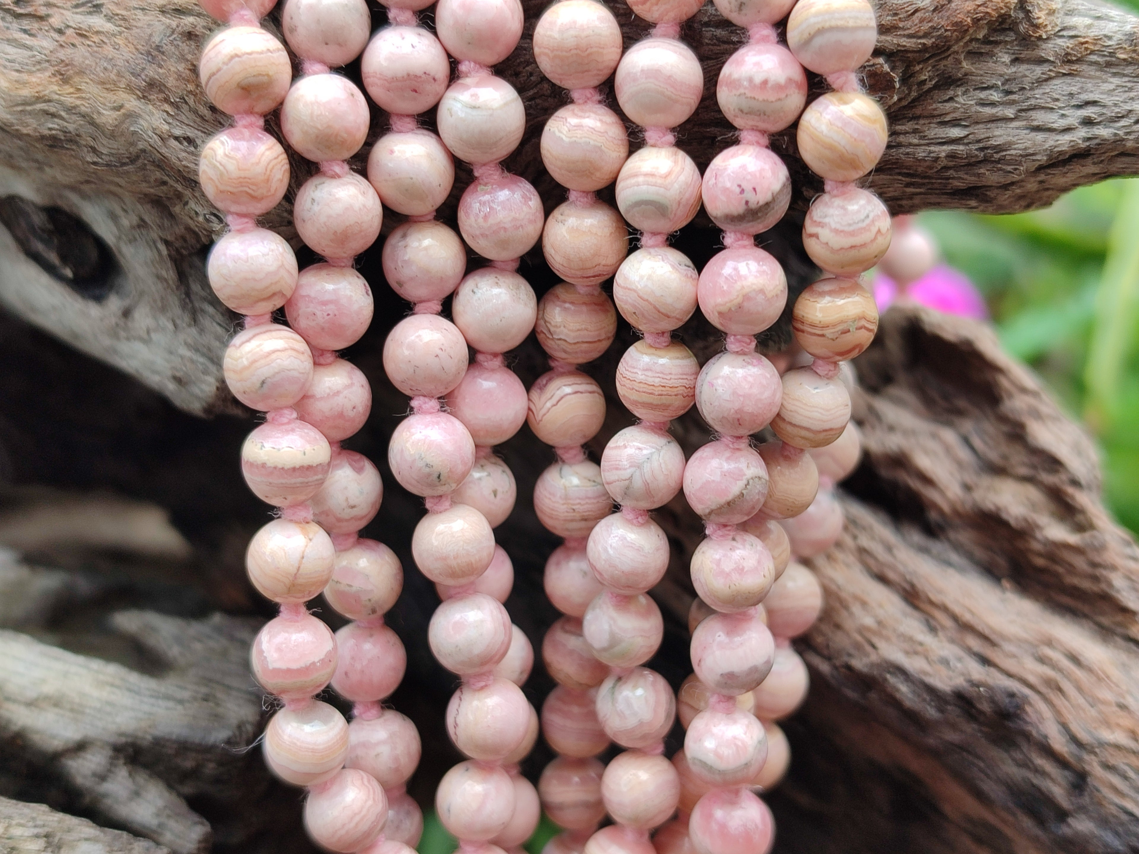 Polished Extra Rare Argentinian Rhodochrosite 6 mm Round Shaped Beaded Necklace - Sold Per Item - From Argentina - Toprock Gemstones and Minerals 