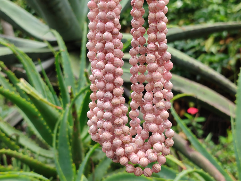 Polished Extra Rare Argentinian Rhodochrosite 6 mm Round Shaped Beaded Necklace - Sold Per Item - From Argentina - Toprock Gemstones and Minerals 