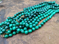 Polished Malachite Ball Shaped 8 mm Beaded Necklace - Sold Per Item- From Congo - Toprock Gemstones and Minerals 