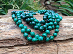 Polished Malachite Ball Shaped 8 mm Beaded Necklace - Sold Per Item- From Congo - Toprock Gemstones and Minerals 