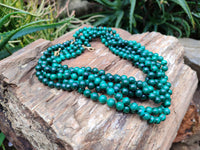 Polished Malachite Ball Shaped 8 mm Beaded Necklace - Sold Per Item- From Congo - Toprock Gemstones and Minerals 