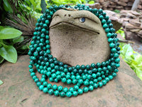 Polished Malachite Ball Shaped 8 mm Beaded Necklace - Sold Per Item- From Congo - Toprock Gemstones and Minerals 