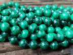 Polished Malachite Ball Shaped 8 mm Beaded Necklace - Sold Per Item- From Congo - Toprock Gemstones and Minerals 