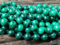 Polished Malachite Ball Shaped 8 mm Beaded Necklace - Sold Per Item- From Congo - Toprock Gemstones and Minerals 