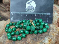Polished Malachite Ball Shaped 8 mm Beaded Necklace - Sold Per Item- From Congo - Toprock Gemstones and Minerals 
