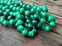 Polished Malachite Ball Shaped 8 mm Beaded Necklace - Sold Per Item- From Congo - Toprock Gemstones and Minerals 