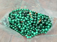 Polished Malachite Ball Shaped 8 mm Beaded Necklace - Sold Per Item- From Congo - Toprock Gemstones and Minerals 