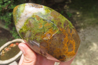 Polished Green Opal Standing Free Forms x 2 From Antsirabe, Madagascar - Toprock Gemstones and Minerals 