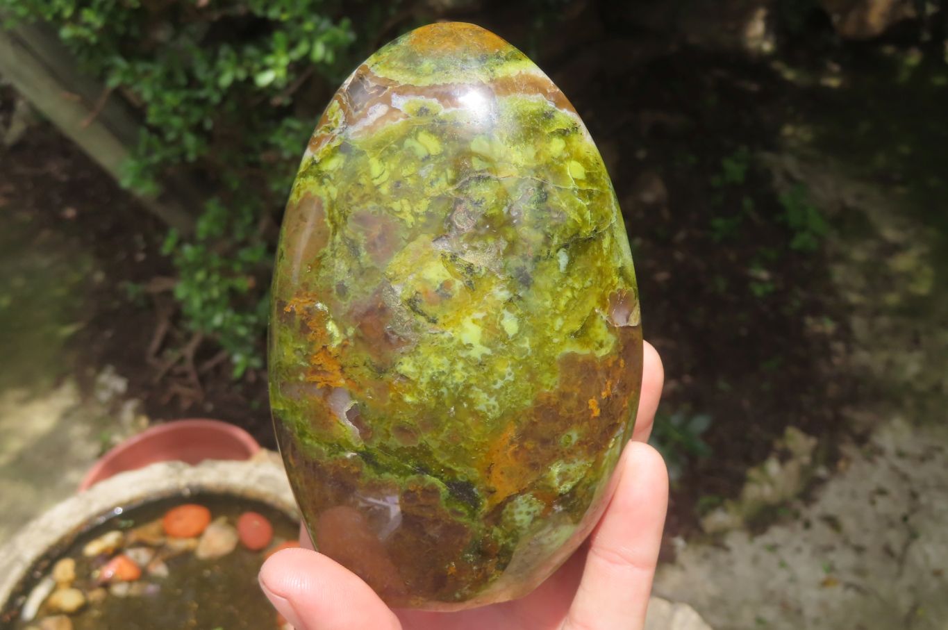 Polished Green Opal Standing Free Forms x 2 From Antsirabe, Madagascar - Toprock Gemstones and Minerals 