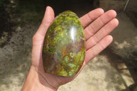 Polished Green Opal Standing Free Forms x 2 From Antsirabe, Madagascar - Toprock Gemstones and Minerals 