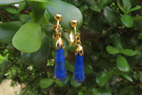 Polished Pair of Lapis Lazuli Tear Drop Clip On Earrings - Sold Per Pair - From Afghanistan - Toprock Gemstones and Minerals 