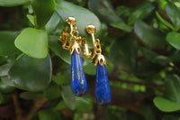 Polished Pair of Lapis Lazuli Tear Drop Clip On Earrings - Sold Per Pair - From Afghanistan - Toprock Gemstones and Minerals 