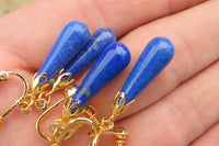 Polished Pair of Lapis Lazuli Tear Drop Clip On Earrings - Sold Per Pair - From Afghanistan - Toprock Gemstones and Minerals 