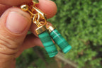Polished Pair of Malachite Cylinder Clip On Earrings - Sold Per Pair - From Congo - Toprock Gemstones and Minerals 