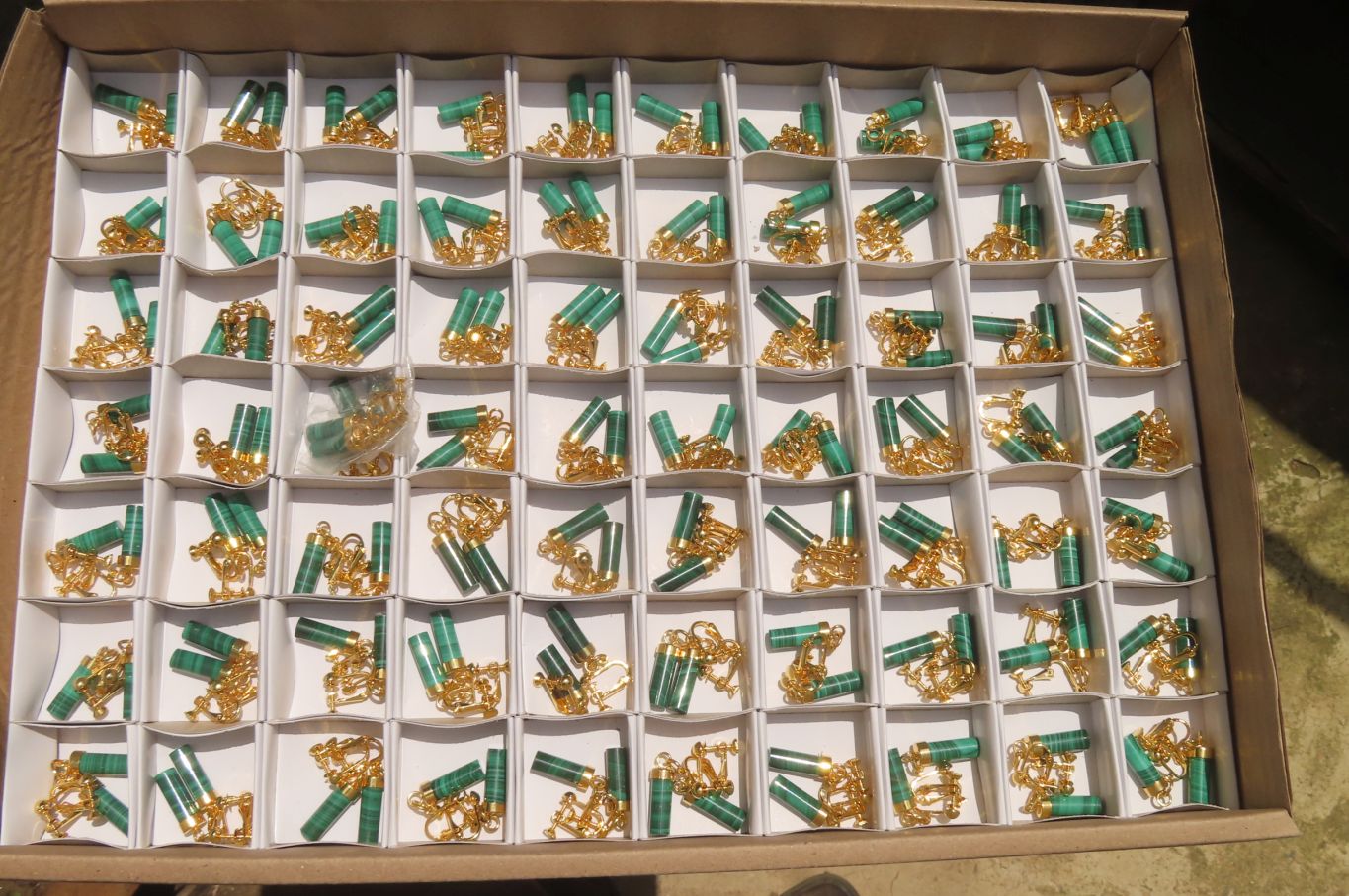 Polished Pair of Malachite Cylinder Clip On Earrings - Sold Per Pair - From Congo - Toprock Gemstones and Minerals 