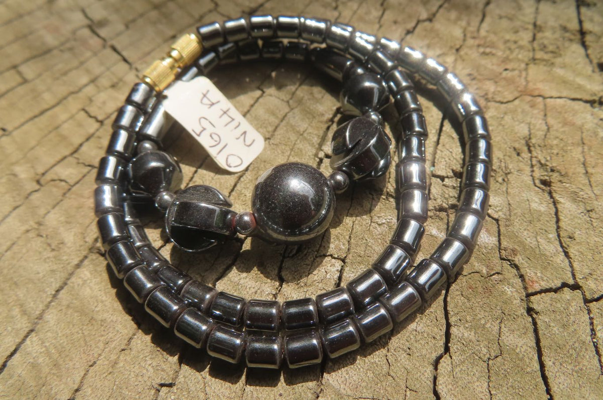 Polished Hematite Beaded Necklace - Sold Per Item - From Southern Africa - Toprock Gemstones and Minerals 