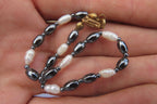 Polished Hematite and Freshwater Pearl Beaded Bracelet- Sold Per Item - From Southern Africa - Toprock Gemstones and Minerals 