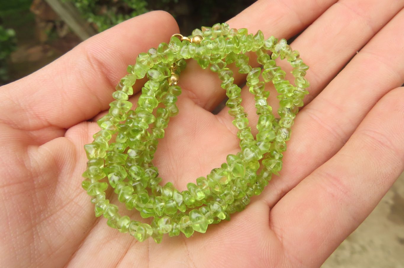 Polished Peridot Beaded Tumble Chip Necklace - Sold Per Item - From Zambia - Toprock Gemstones and Minerals 
