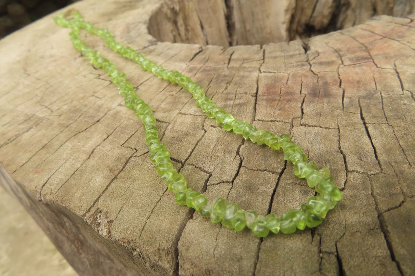 Polished Peridot Beaded Tumble Chip Necklace - Sold Per Item - From Zambia - Toprock Gemstones and Minerals 