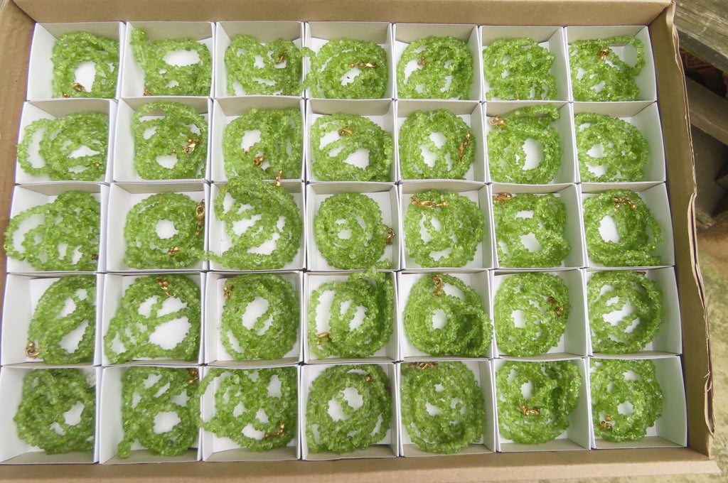 Polished Peridot Beaded Tumble Chip Necklace - Sold Per Item - From Zambia - Toprock Gemstones and Minerals 