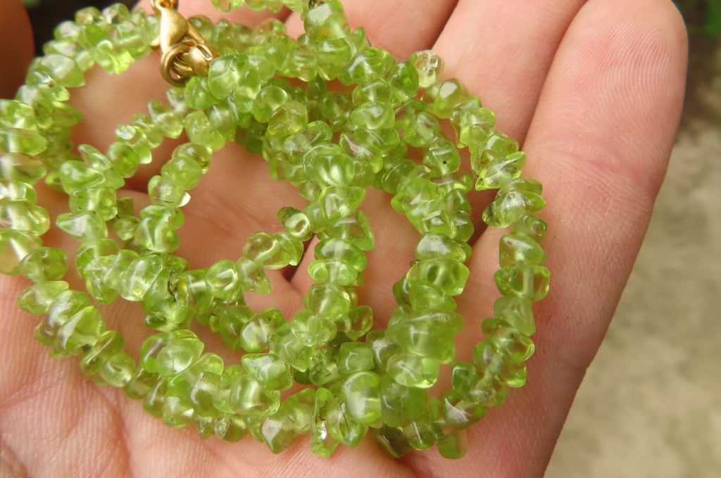Polished Peridot Beaded Tumble Chip Necklace - Sold Per Item - From Zambia - Toprock Gemstones and Minerals 