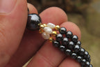 Polished Hematite and Freshwater Pearl Twisted Beaded Necklace - Sold Per Item - From Southern Africa - Toprock Gemstones and Minerals 