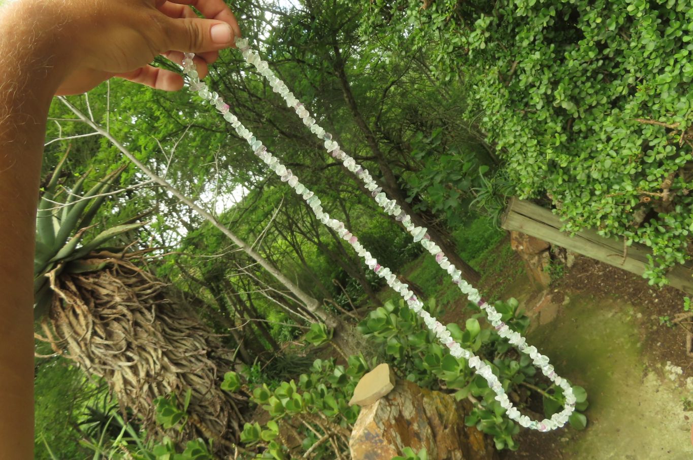 Polished Watermelon Fluorite Beaded Tumble Chip Necklace - Sold Per Item - From Namibia - Toprock Gemstones and Minerals 