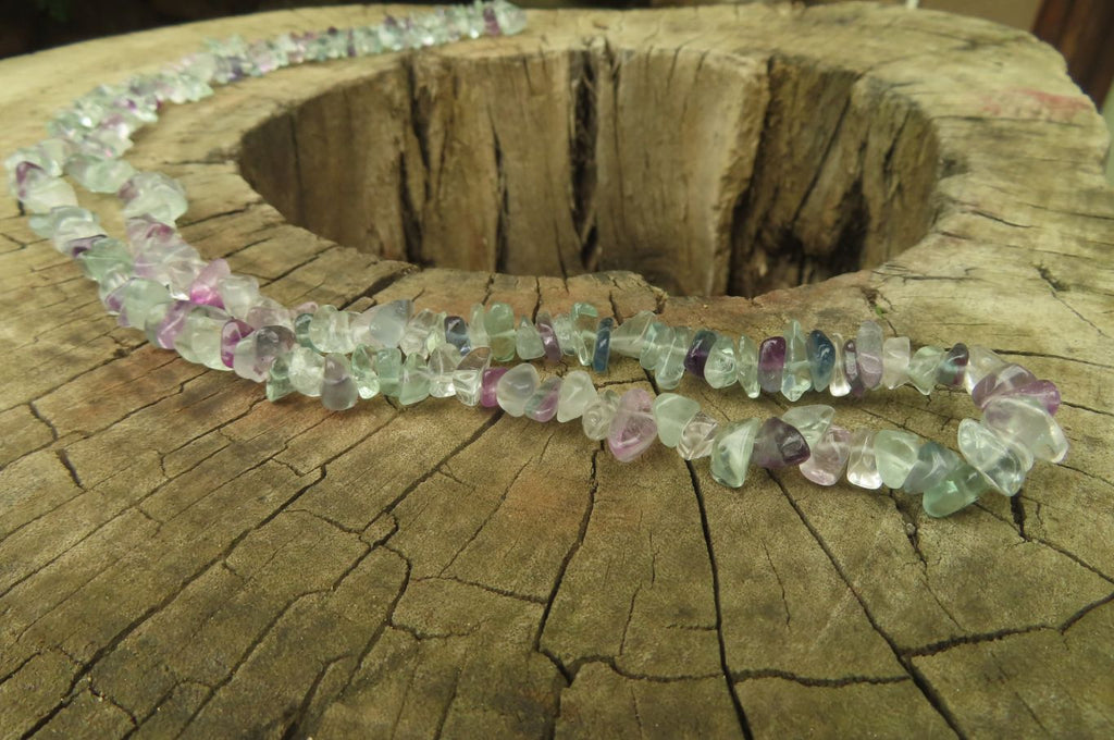 Polished Watermelon Fluorite Beaded Tumble Chip Necklace - Sold Per Item - From Namibia - Toprock Gemstones and Minerals 
