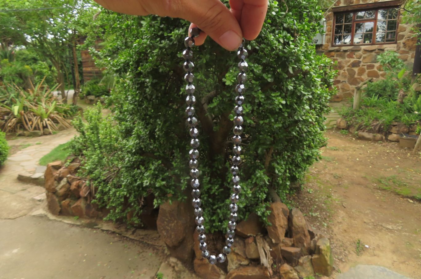 Polished Hematite Faceted Beaded Necklace - Sold Per Item - From Southern Africa - Toprock Gemstones and Minerals 