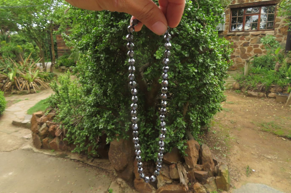 Polished Hematite Faceted Beaded Necklace - Sold Per Item - From Southern Africa - Toprock Gemstones and Minerals 