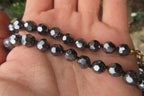 Polished Hematite Faceted Beaded Necklace - Sold Per Item - From Southern Africa - Toprock Gemstones and Minerals 