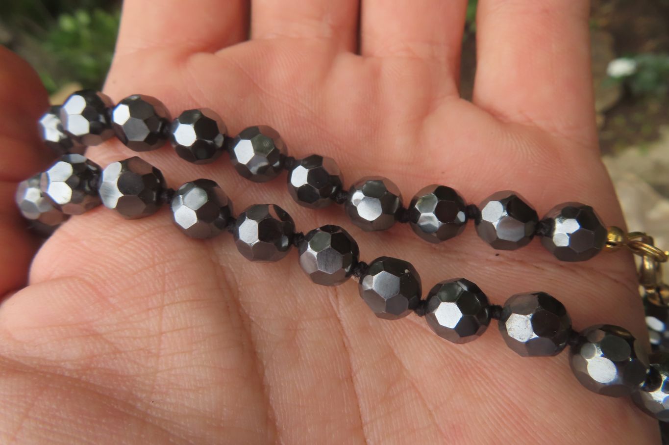 Polished Hematite Faceted Beaded Necklace - Sold Per Item - From Southern Africa - Toprock Gemstones and Minerals 