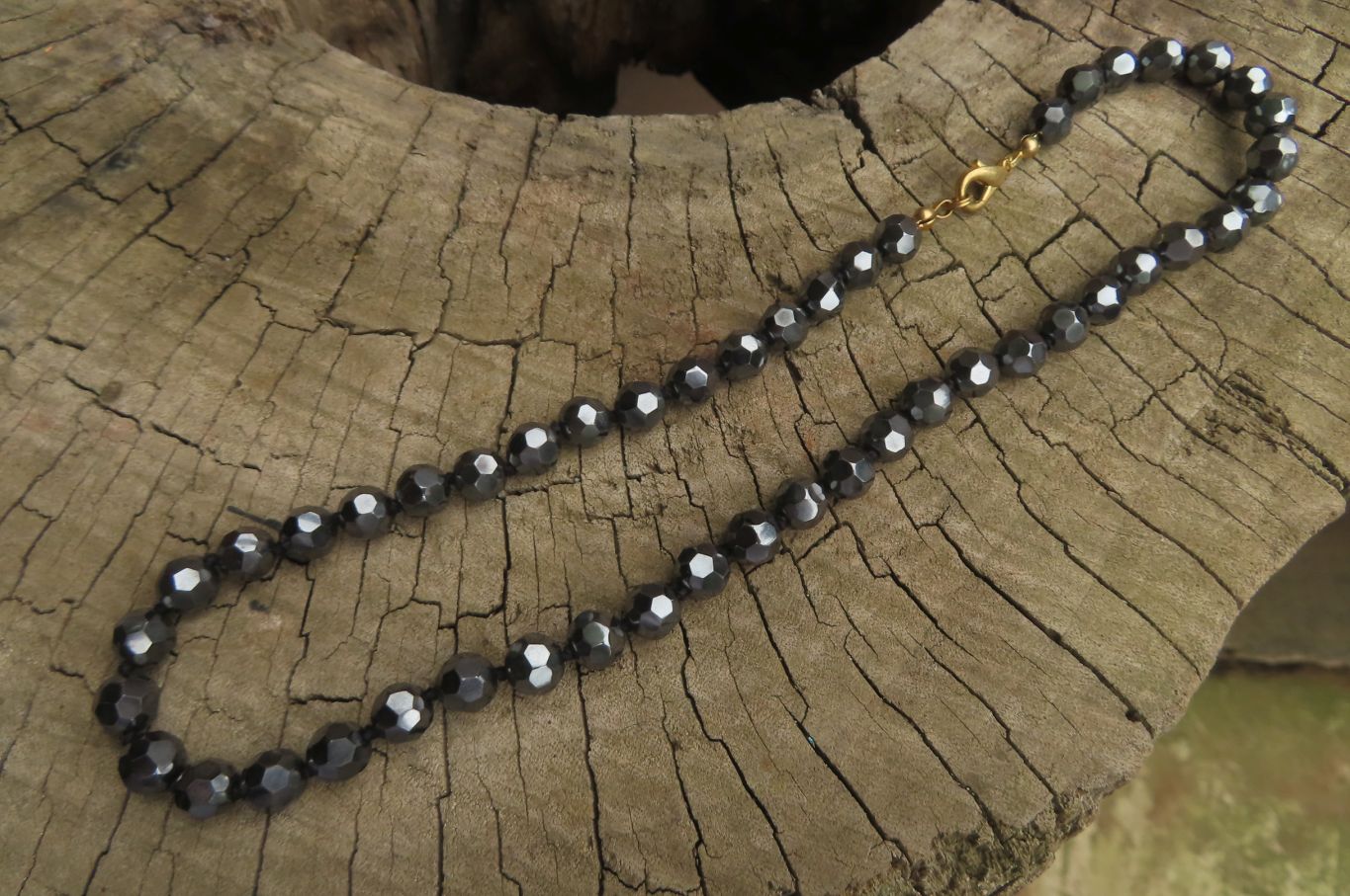 Polished Hematite Faceted Beaded Necklace - Sold Per Item - From Southern Africa - Toprock Gemstones and Minerals 