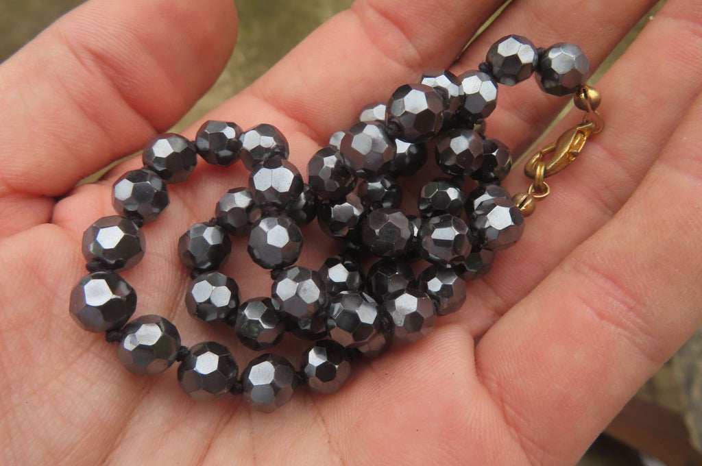 Polished Hematite Faceted Beaded Necklace - Sold Per Item - From Southern Africa - Toprock Gemstones and Minerals 