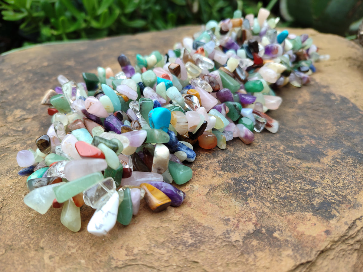 Polished Mixed Gemstone Hawaiian Style Beaded Tumble Chip Necklace - Sold Per Item - From Southern Africa - Toprock Gemstones and Minerals 