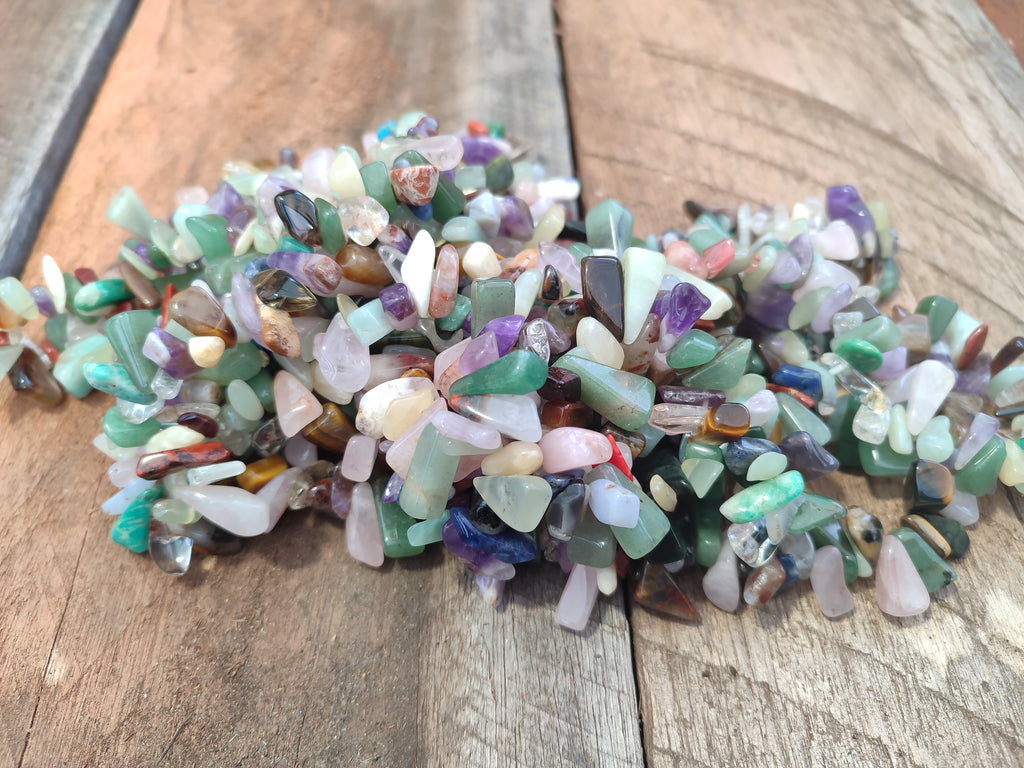 Polished Mixed Gemstone Hawaiian Style Beaded Tumble Chip Necklace - Sold Per Item - From Southern Africa - Toprock Gemstones and Minerals 