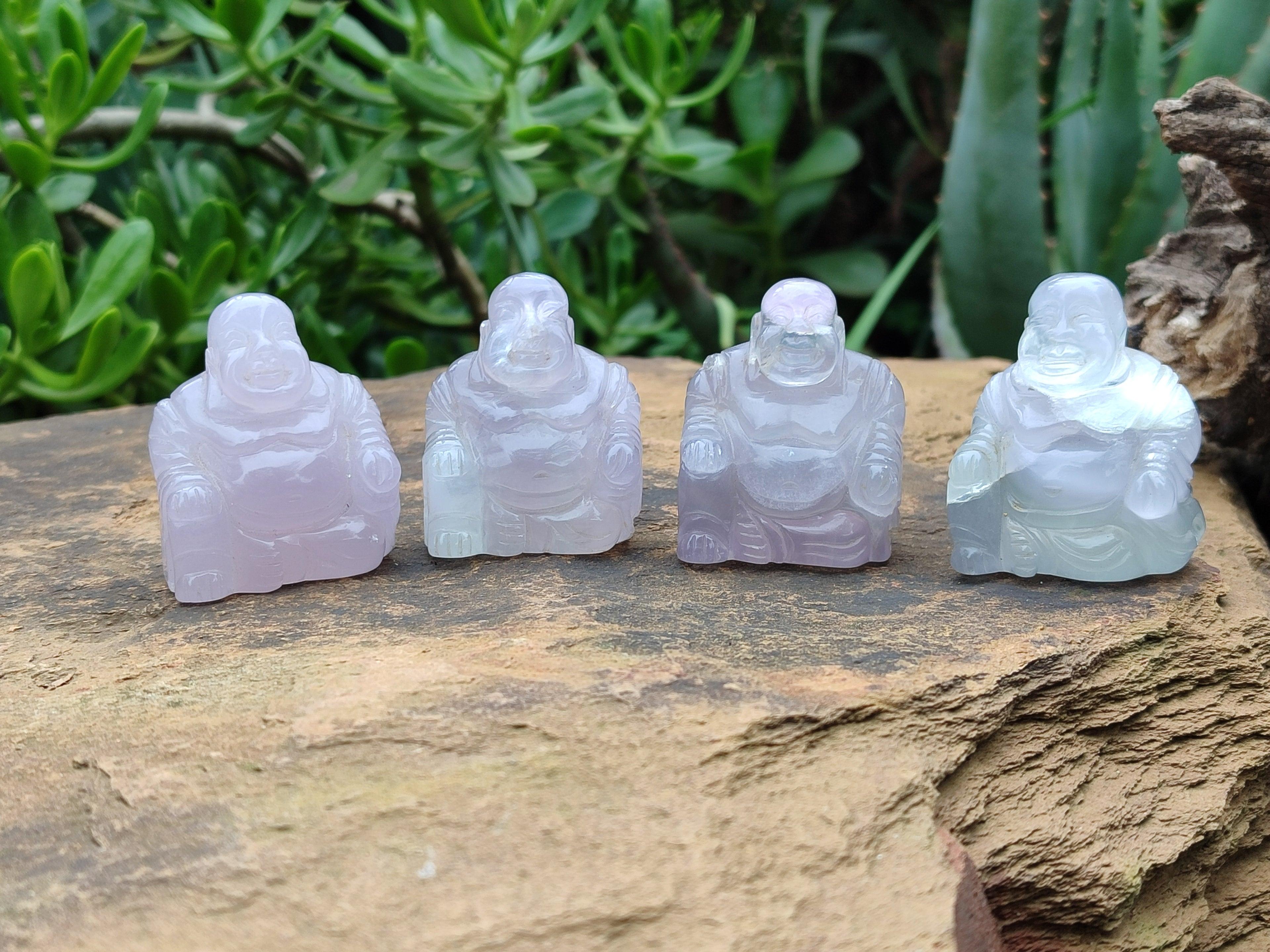 Polished Mini Rainbow Fluorite Buddha Carvings - sold per item - From Uis, Namibia - Toprock Gemstones and Minerals 