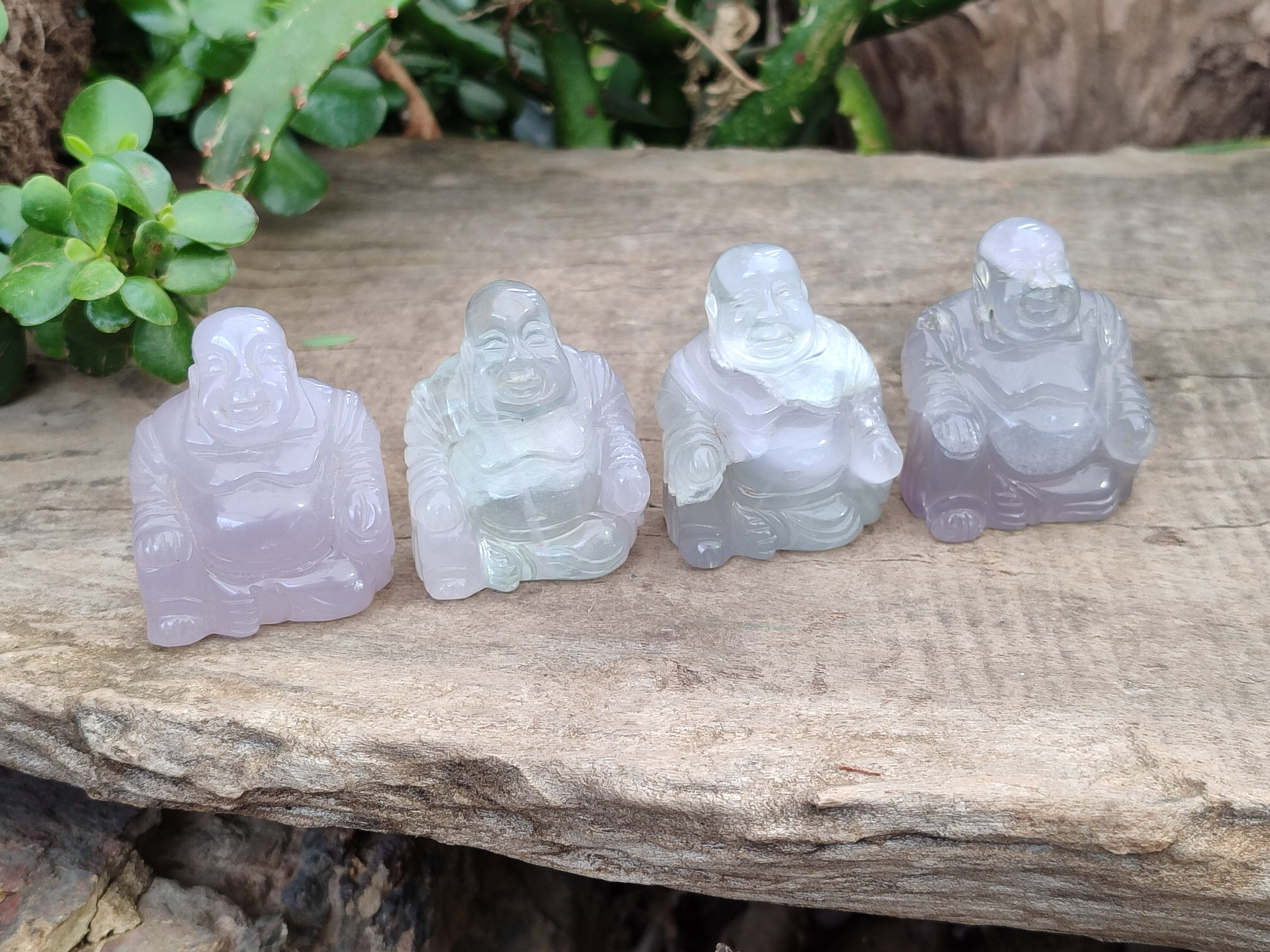 Polished Mini Rainbow Fluorite Buddha Carvings - sold per item - From Uis, Namibia - Toprock Gemstones and Minerals 