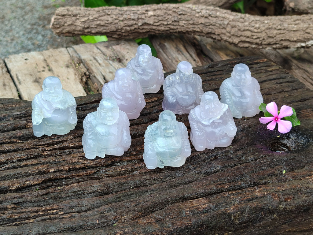 Polished Mini Rainbow Fluorite Buddha Carvings - sold per item - From Uis, Namibia - Toprock Gemstones and Minerals 