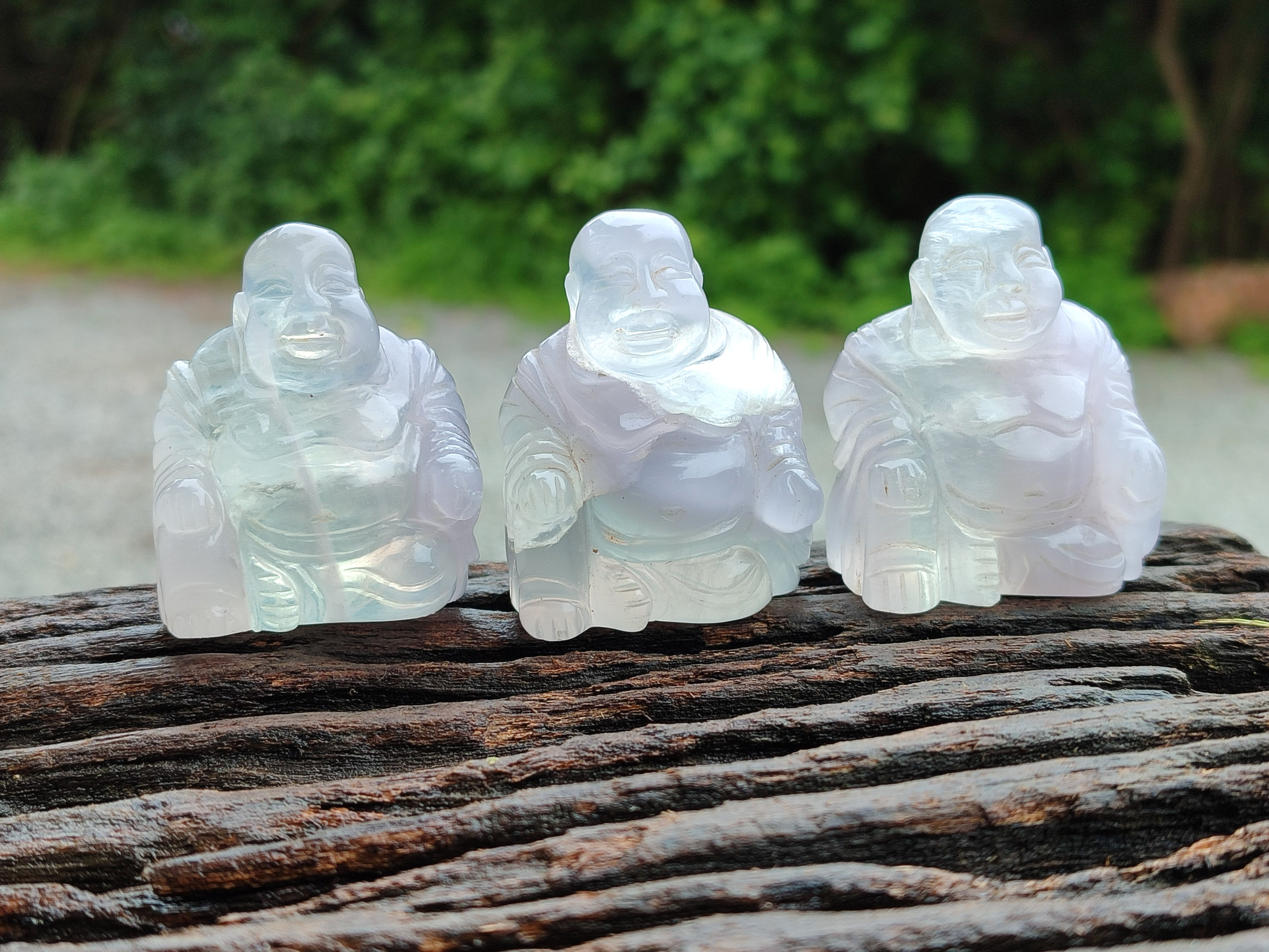 Polished Mini Rainbow Fluorite Buddha Carvings - sold per item - From Uis, Namibia - Toprock Gemstones and Minerals 