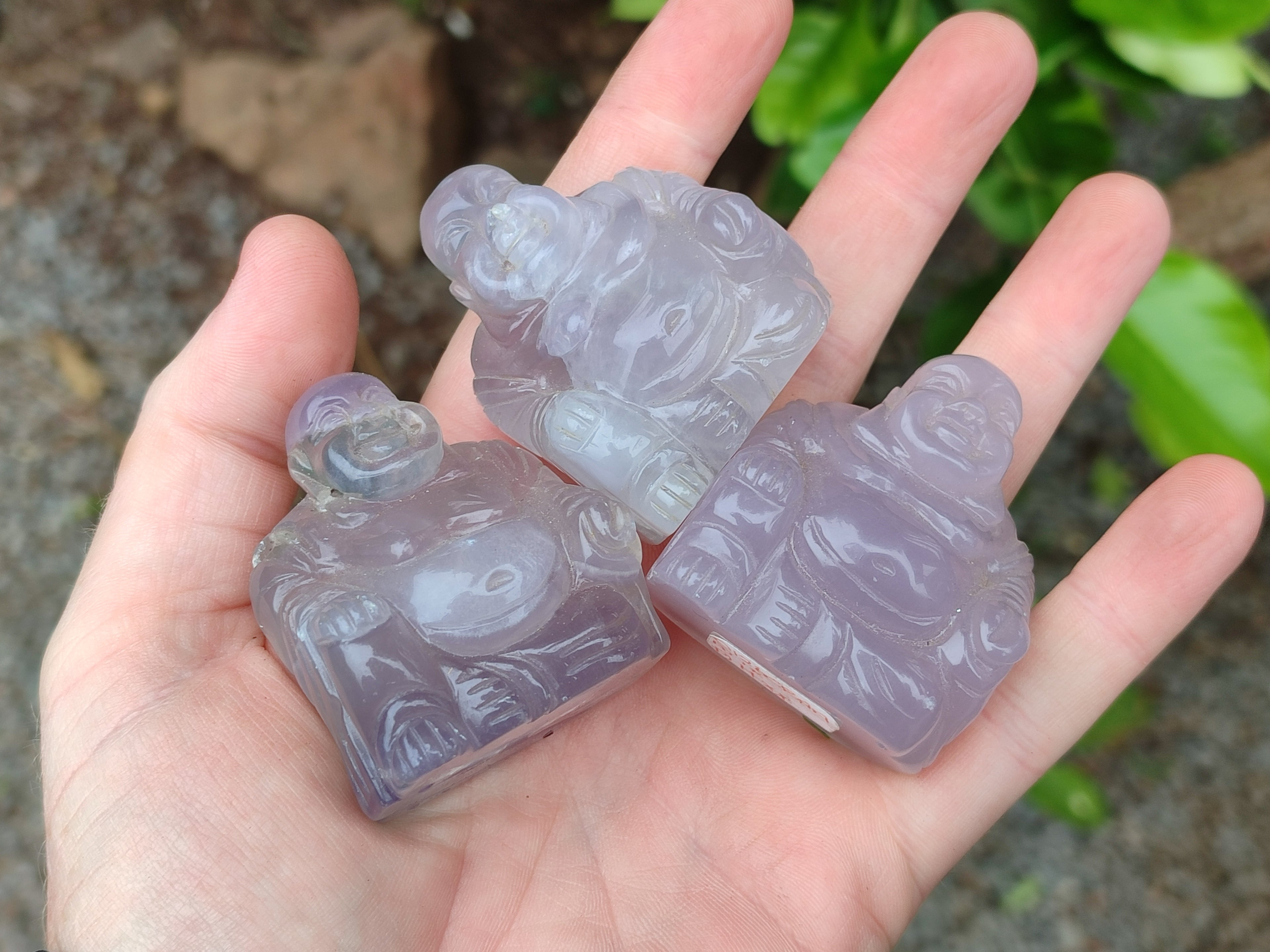 Polished Mini Rainbow Fluorite Buddha Carvings - sold per item - From Uis, Namibia - Toprock Gemstones and Minerals 