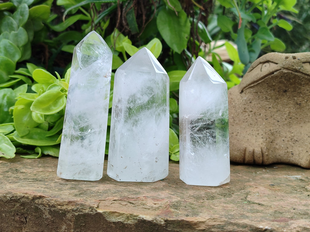Polished Frosted Quartz Crystal Points x 6 From Madagascar - Toprock Gemstones and Minerals 
