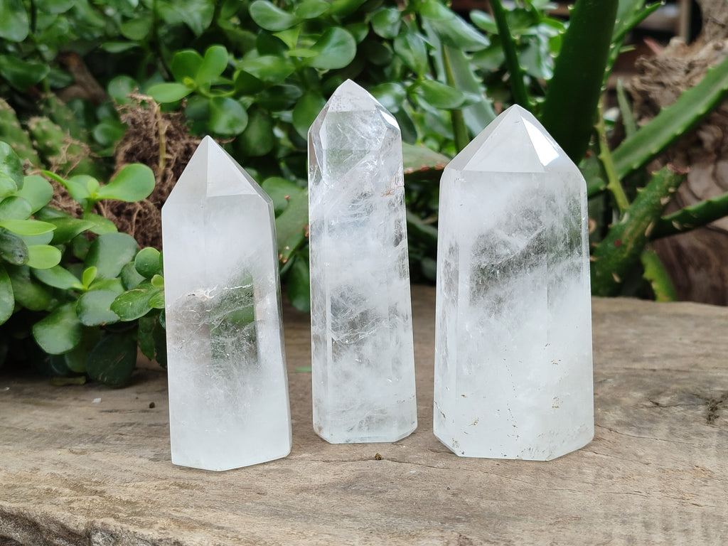 Polished Frosted Quartz Crystal Points x 6 From Madagascar - Toprock Gemstones and Minerals 