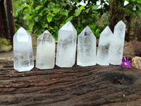 Polished Frosted Quartz Crystal Points x 6 From Madagascar - Toprock Gemstones and Minerals 