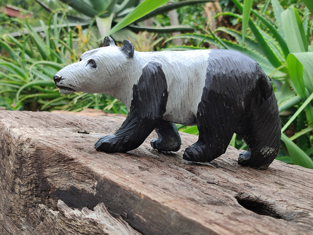 Hand Made Wonder Stone Panda Carving x 1 From Zimbabwe - Toprock Gemstones and Minerals 