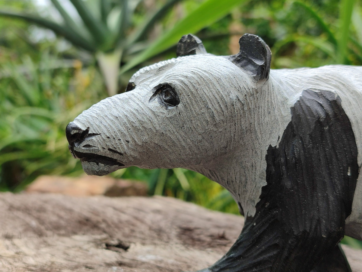 Hand Made Wonder Stone Panda Carving x 1 From Zimbabwe - Toprock Gemstones and Minerals 